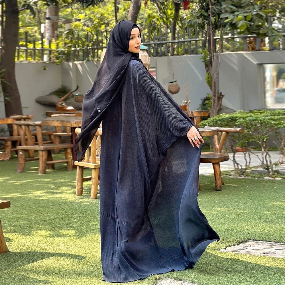 

Crinkle Abayas Women Muslim Dress Morocco Kaftan Eid Ramadan Kimono Open Abaya Dubai Turkey Caftan Jalabiya Islamic Robe Kebaya