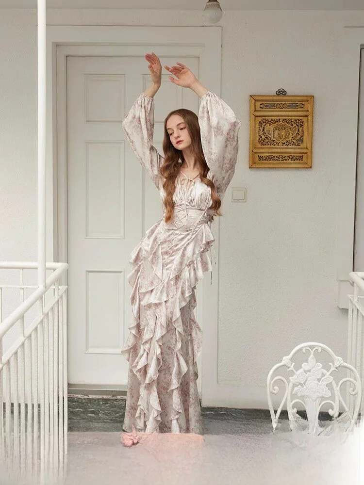 

Романтическое винтажное женское платье большого размера с кружевом и цветочной вышивкой, приталенное, фасон «рыбий хвост», миди, для отпуска, поездок на работу и вечеринок