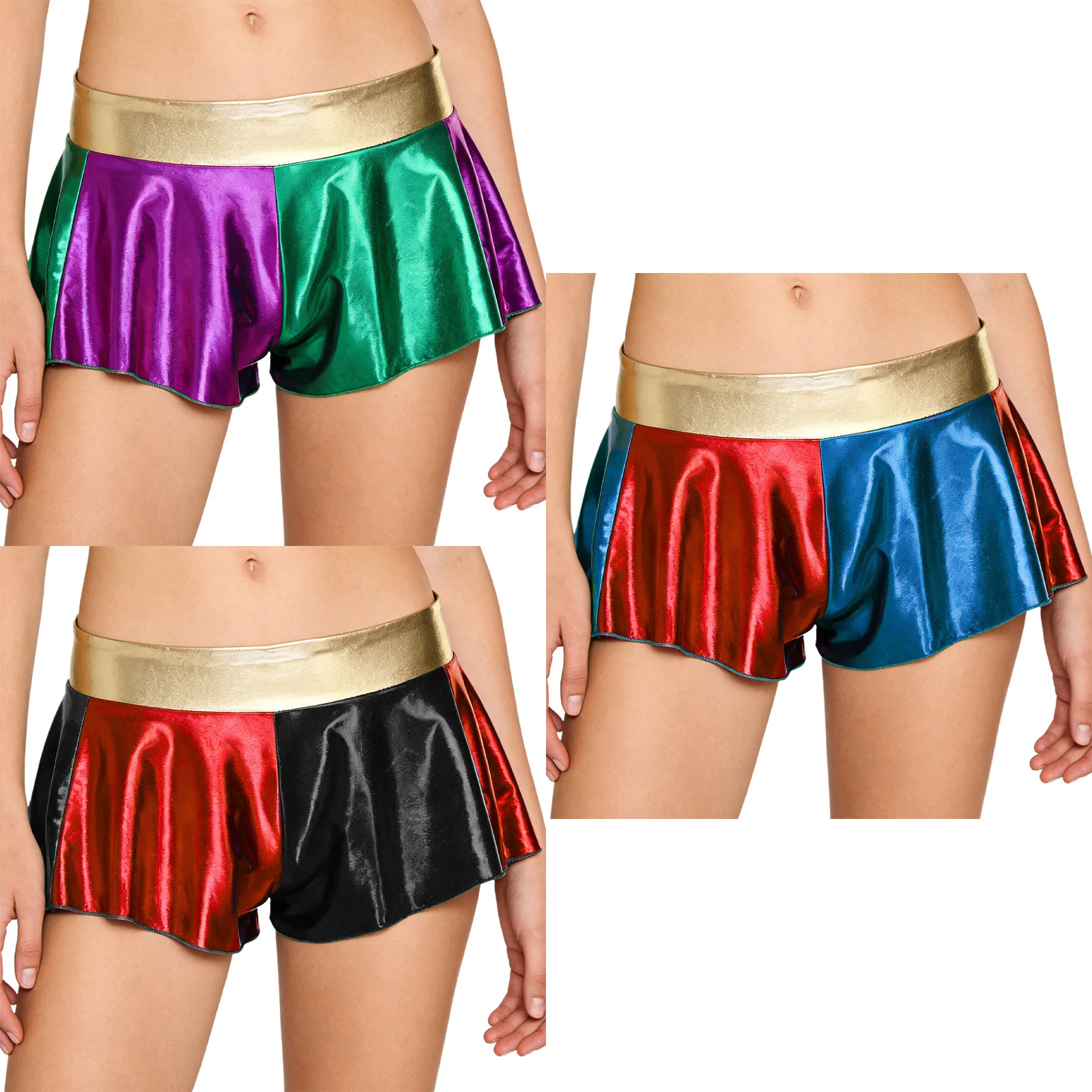 النساء لامع لامع السراويل الساخنة اللون حجب لوح الغنيمة السراويل صفيق السراويل للتشجيع الرقص الهذيان مهرجانات الموسيقى #5