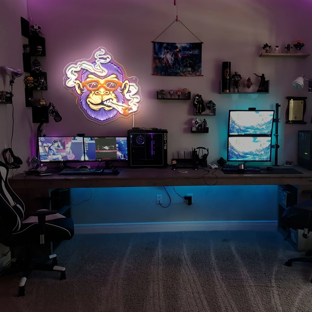 التدخين القرد النيون تسجيل LED ضوء النيون USB عكس الضوء لغرفة النوم حانة المنزل رجل الكهف بار متجر نادي لعبة حفلة غرفة ديكور هدية #5