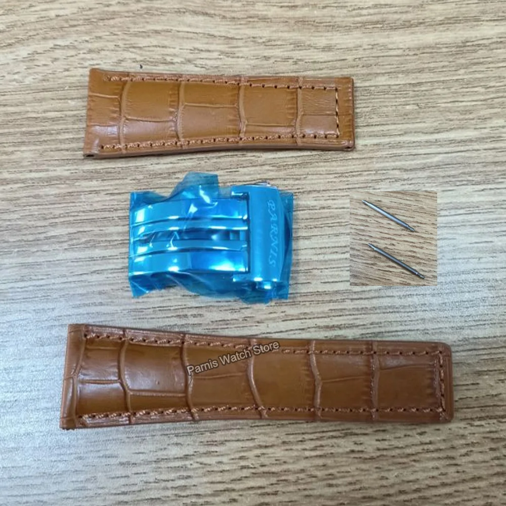 Ремешок для наручных часов Parnis, 23 мм, ремешок из натуральной кожи, серебристый, аксессуары для мужских и женских часов