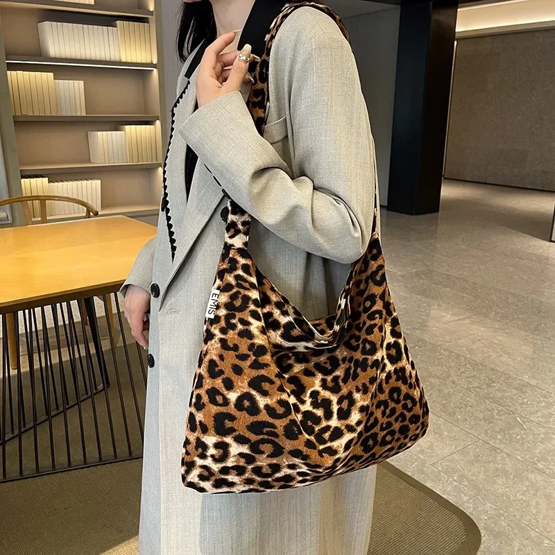 Leopard Print Canvas Women\'s Handbags 2024 New Fashion Large Capacity Commuting Tote Bags Women Luxury Designer Shoulder Bags