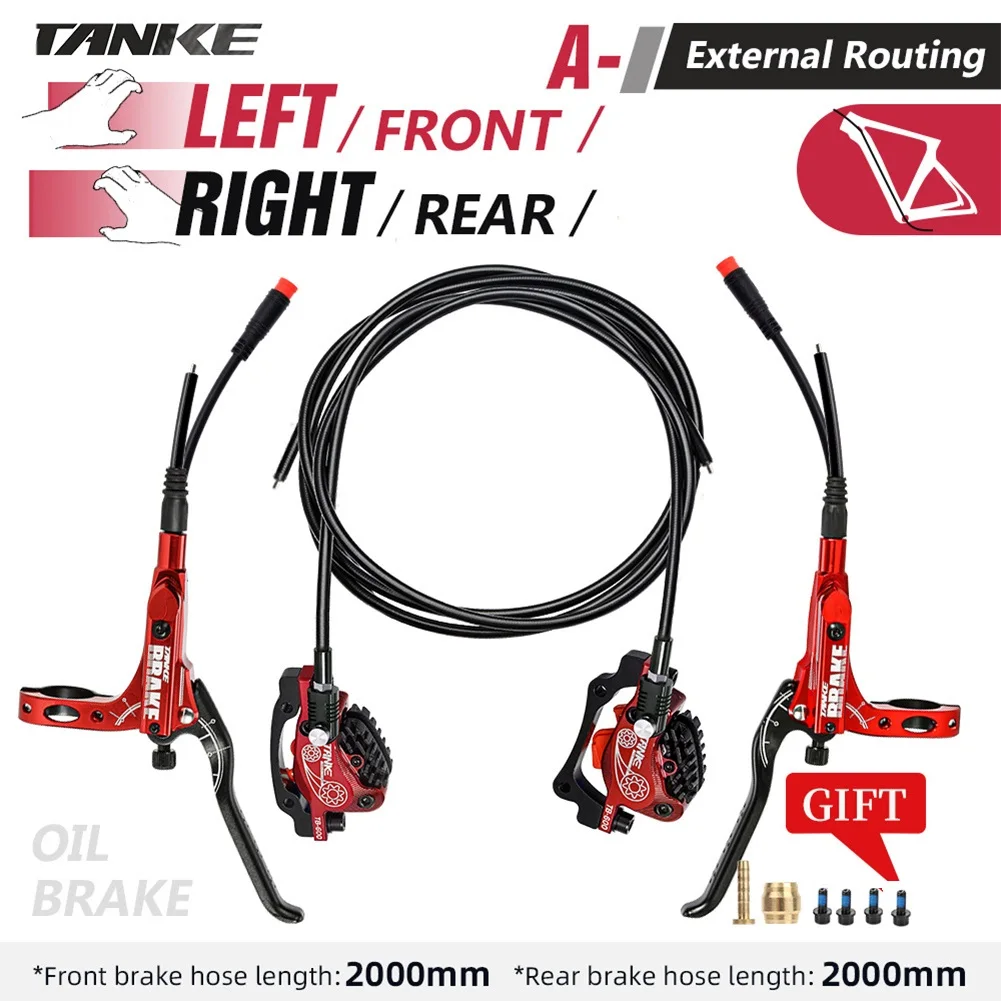 2X Hydraulic Brake CNC Electric Bicycle Electric Disc Brake High-strength 4 Pushes Piston A Column Aluminum Alloy