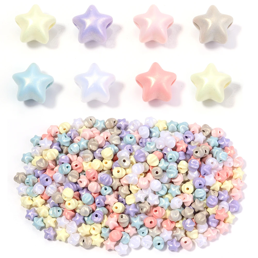 100 stücke Acryl Stern Perlen Macaron Farbe Lose Spacer Perlen Für Schmuck Machen DIY Armbänder Halskette Telefon Schlüssel Kette Zubehör