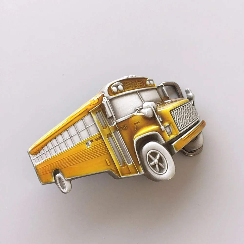 Vintage Enamel School Bus Belt Buckle Gurtelschnalle also Stock in the US BUCKLE-3D026YE Free Shipping
