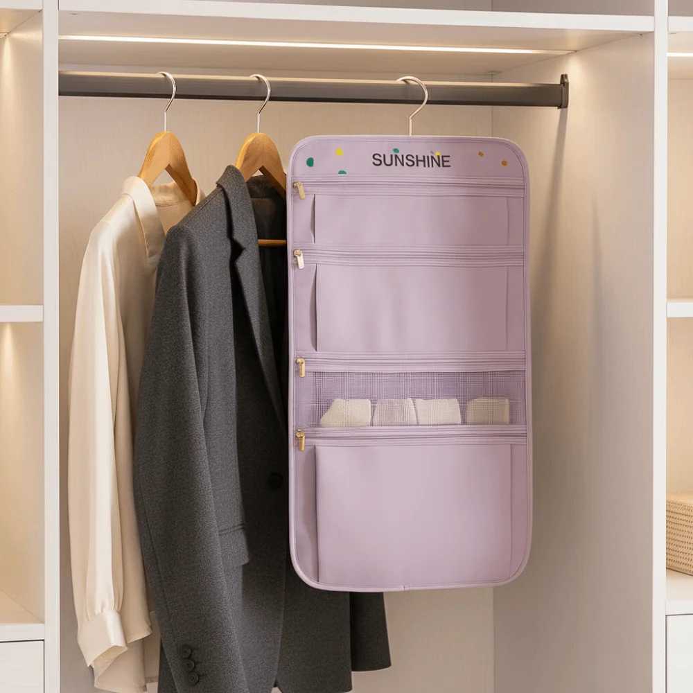 

Large Capacity Multi-layer Socks Hanging Bag Space Saving Reusable Underwear Hanging Storage Bag with Hanger Breathable