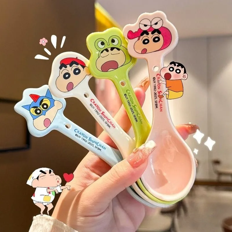 

Ложка Crayon Shin-chan: милая керамическая ложка для супа в мультяшном стиле, новая, легко моющаяся, модная, изысканная, креативная.