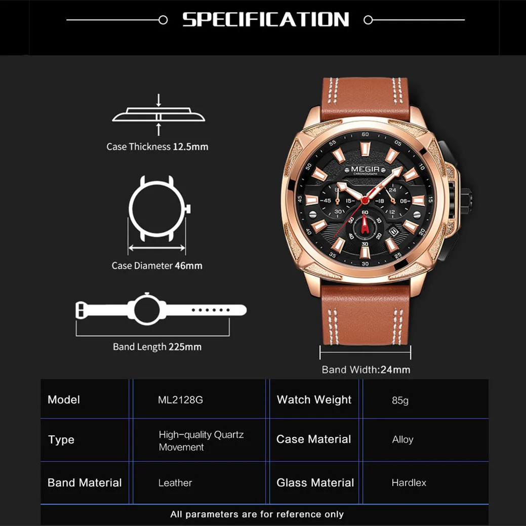 MEGIR Luxury Brand Military Quartz Watches Waterproof Calendar Sport Business Chronograph Relogio Masculino Male Wristwatch