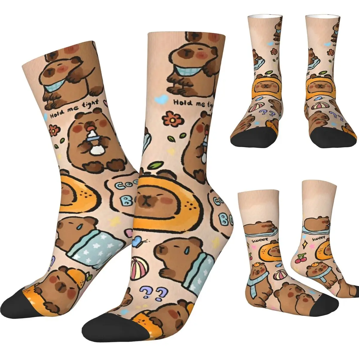 

Lovely Kawaii Capybara Animal Fashion Socks Winter Stockings Gothic Adults Men Breathable Socks Design Climbing Non Slip Socks