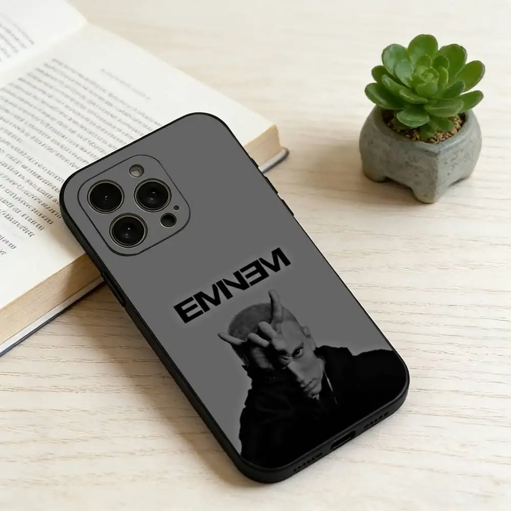 E-Eminem Rapper-R  Phone Case For iPhone 17,16,15,14,13,12,11 Plus,Pro Max,XS,Soft Silicone Black Cover Gift