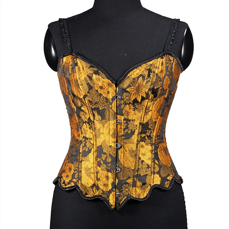 

Women Sunflower Print Corset Top Vest Gothic Body Shaper Sexy Vintage Shapewear Bustiers Overbust Ladies Lingerie