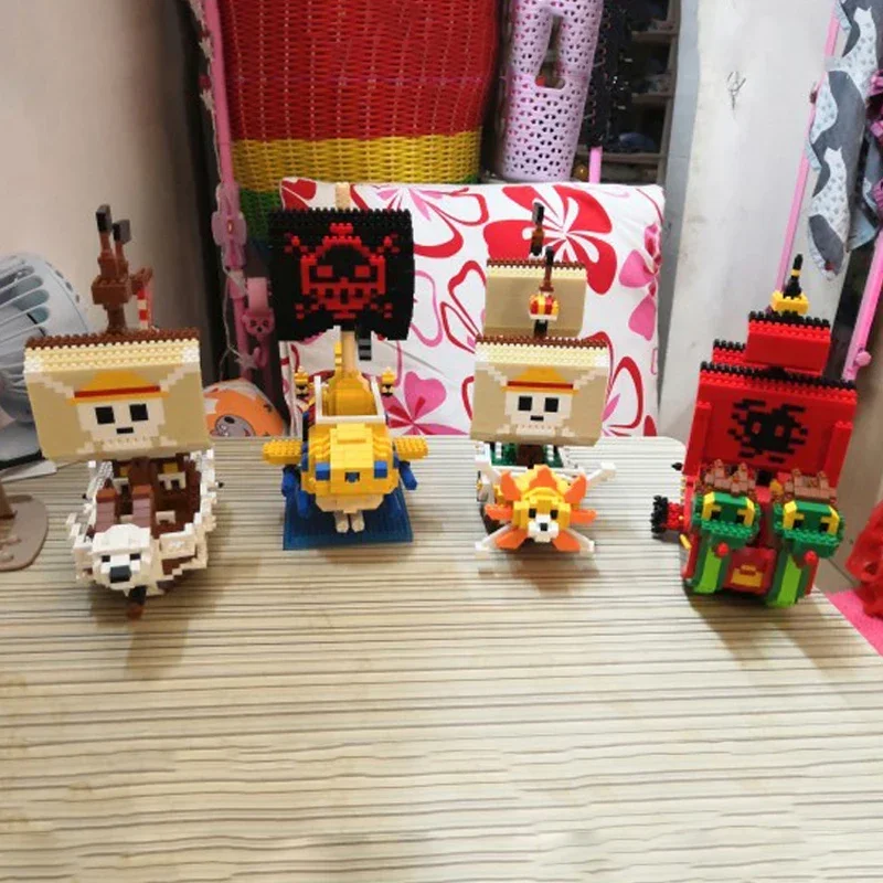 ZMS Anime One Piece Going Merry Thousand Sunny Nine Snake Pirate Ship Submarine Mini Diamond Blocks Bricks Building Toy No Box