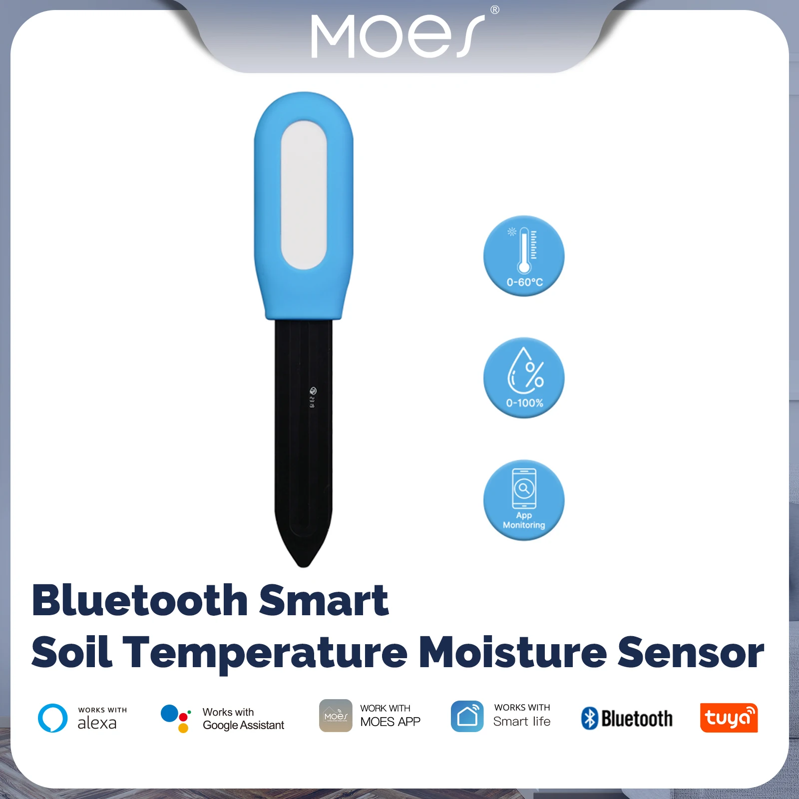 MOES-Testeur de sol Bluetooth intelligent, compteur de température, capteur d'humidité, moniteur de plantes, détecteur, jardin, tournesol, d'argile