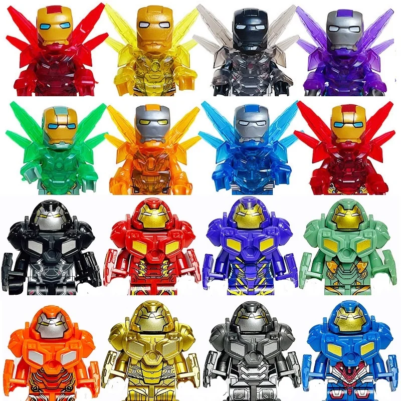 8-piece set of Marvel superhero action figures, Spider Man, Iron Man, small particles, assembled building blocks, children's toy