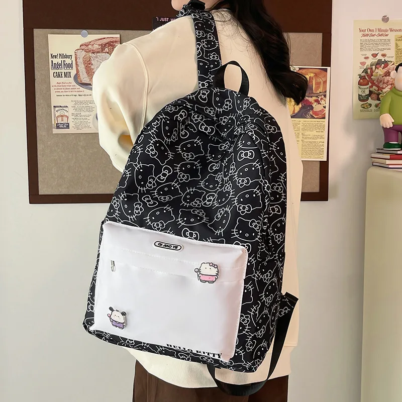 2023 nuovo Hello Kitty zaino Sanrio Cute Cartoon Anime Stamp borsa da scuola per ragazza di grande capacità Ins zaino di marca alla moda regalo per