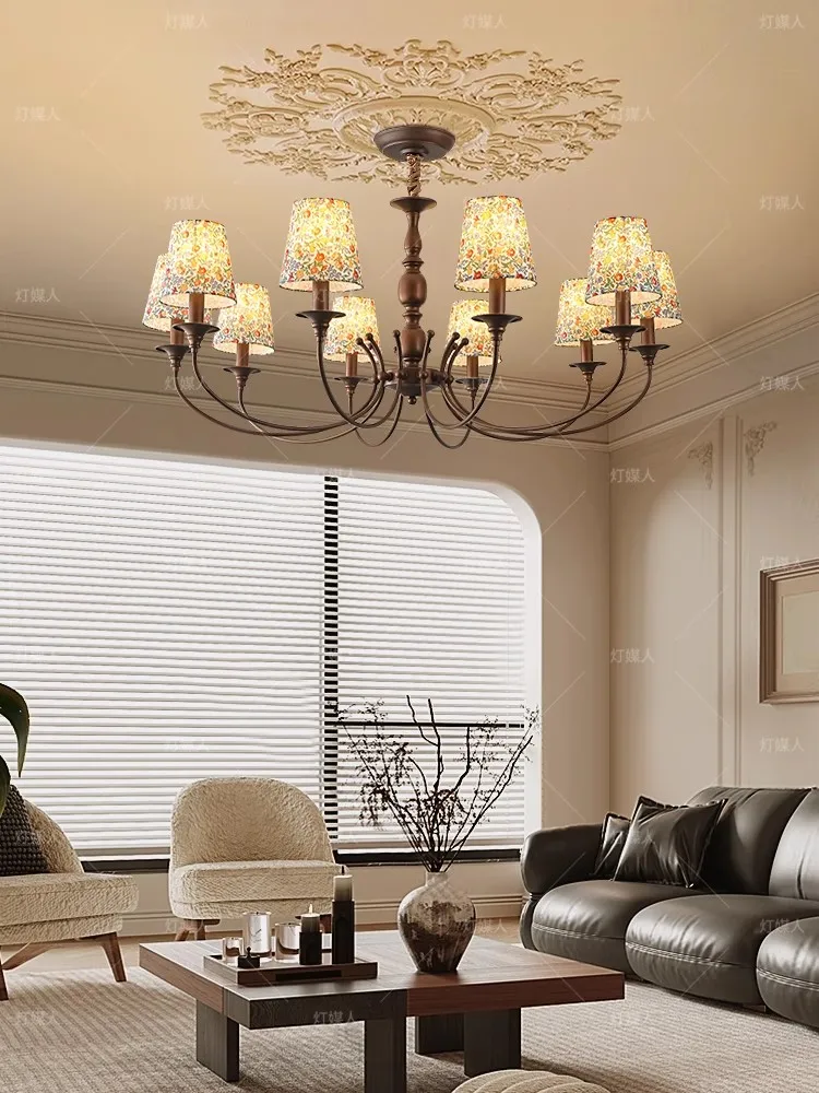 ثريا على الطراز الشمالي بسيطة للحديقة وغرفة المعيشة وغرفة النوم على الطراز الأوروبي مزيج من القماش ثريا البحر الأبيض المتوسط