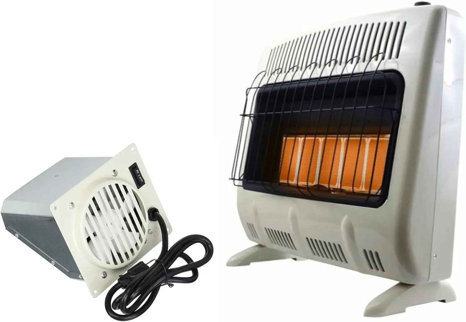Heater Vent Free 30,000 BTU Radiant Natural Gas Heater Bundle with Fan Blower (2 Items)
