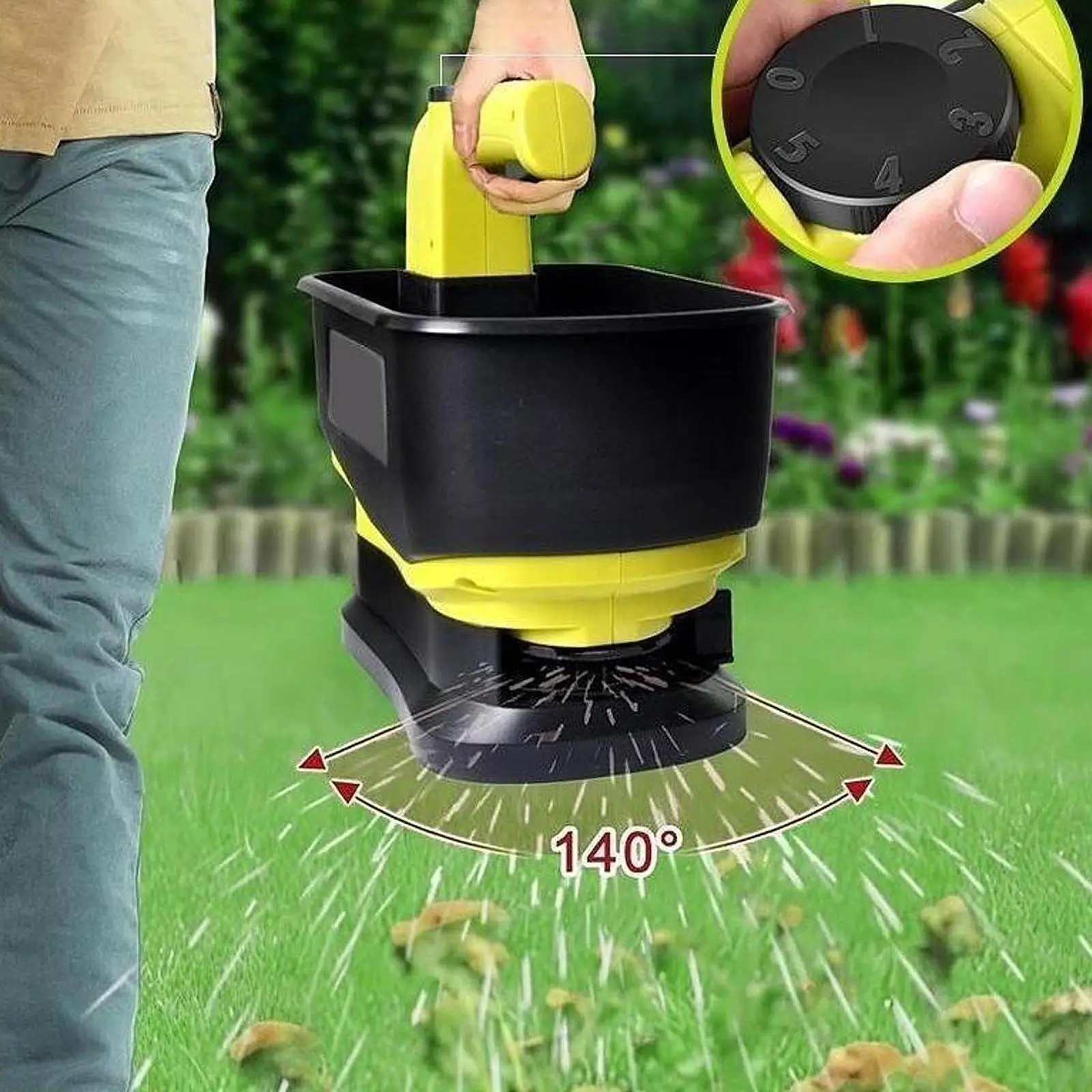 Handheld Spreader Hand Tool 6 Gear Adjust Speed Planter Tool Lawn Seeder Garden Tool Electric Fertilizer Spreader Planting Tool