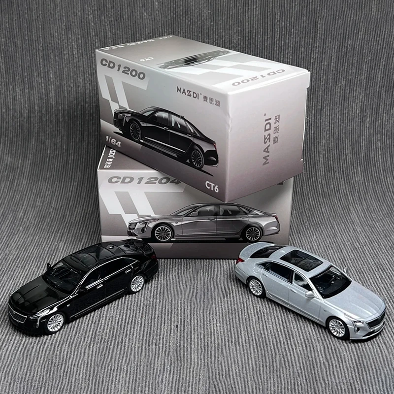 Masdi 1:64 Cadillac CT6 Legierungsmodell Silber Schwarz Diecast Premium Luxusauto Nachbildung Sammlerstück Schreibtisch Ornament Spielzeugautomodell