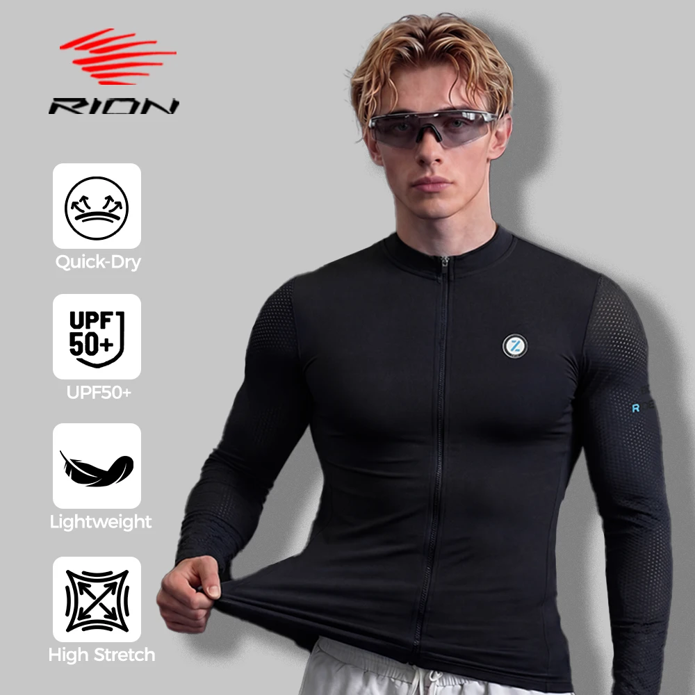 ZRSE Herren-Radtrikot UPF 50+ Slim Fit Atmungsaktiv Schnelltrocknend Langarm Neues Sommer-Outdoor-Sport-Gym-Trainingsshirt Aktiv