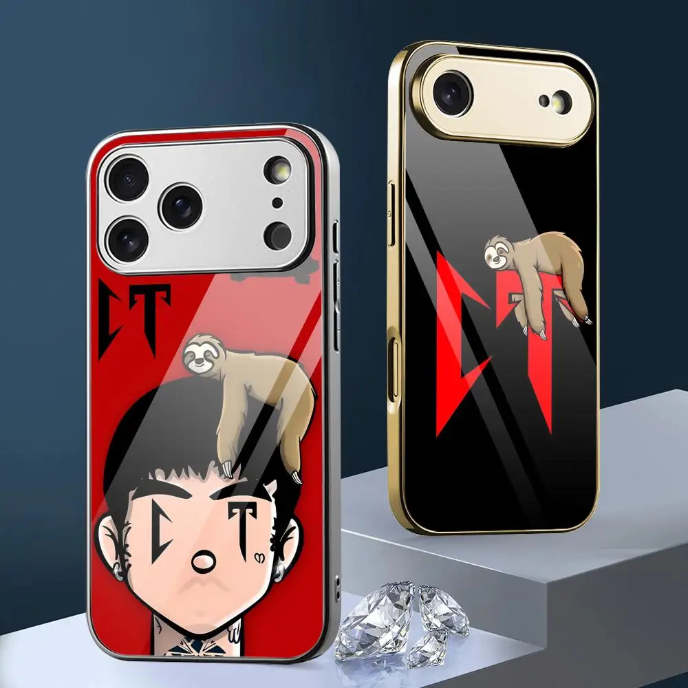 

N-Natanael C-Cano Rapper Latin Phone Case For iPhone 17 16 15 14 13 12 Pro Max Plus Electroplated Metal Bumper Shockproof Case
