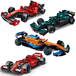 New Technical Red F1 Formula City Speed Racing Car Building Blocks MOC Bricks Famous Sport Vehicle Model Assembly Toy Kid Gift