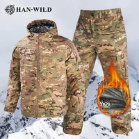 Ropa de invierno para hombre, chaqueta táctica, traje calefactor, uniforme de combate cálido de algodón, pantalones Softair, cortavientos térmico a prueba de viento para senderismo