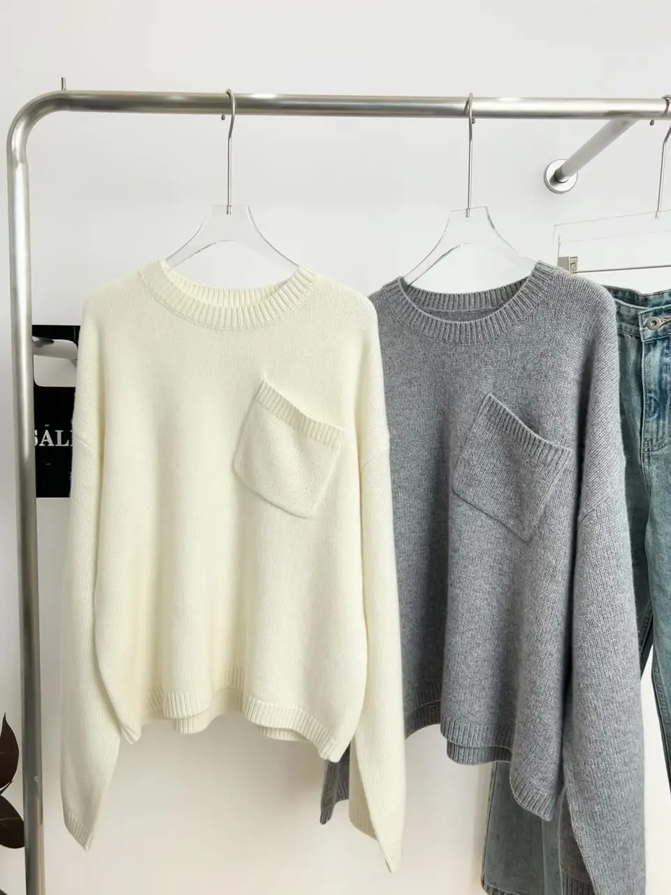 2024 Winter New Style Sheep Wool Slant Pocket Decorative Shape Loose Women's Pullover Sweater