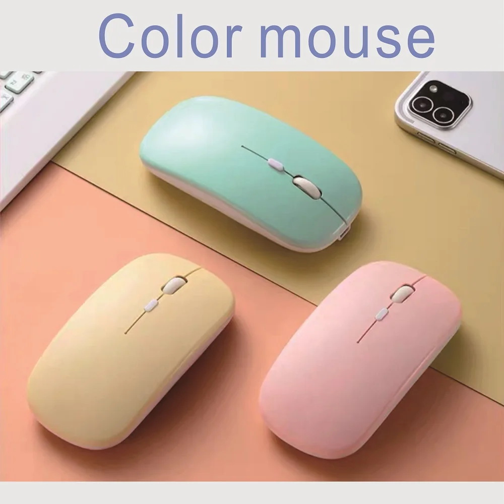 Color Mouse Pink Blue Rechargeable Bluetooth  Wireless Dual Mode Silent Computer  gaming  ErgonomicUSB for PC Laptops