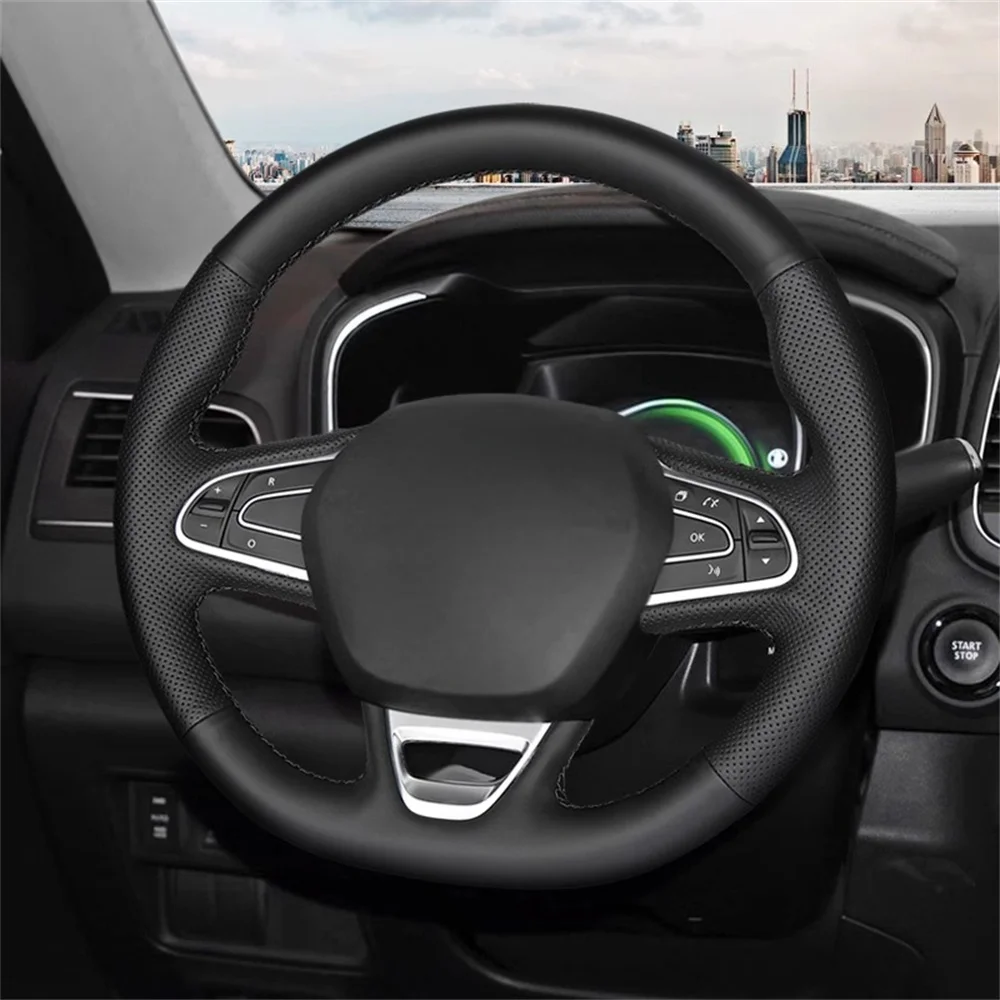 Customized Car Steering Wheel Cover Microfiber Leather For Renault Kadjar Koleos Megane Talisman Scenic Espace 2015-2018