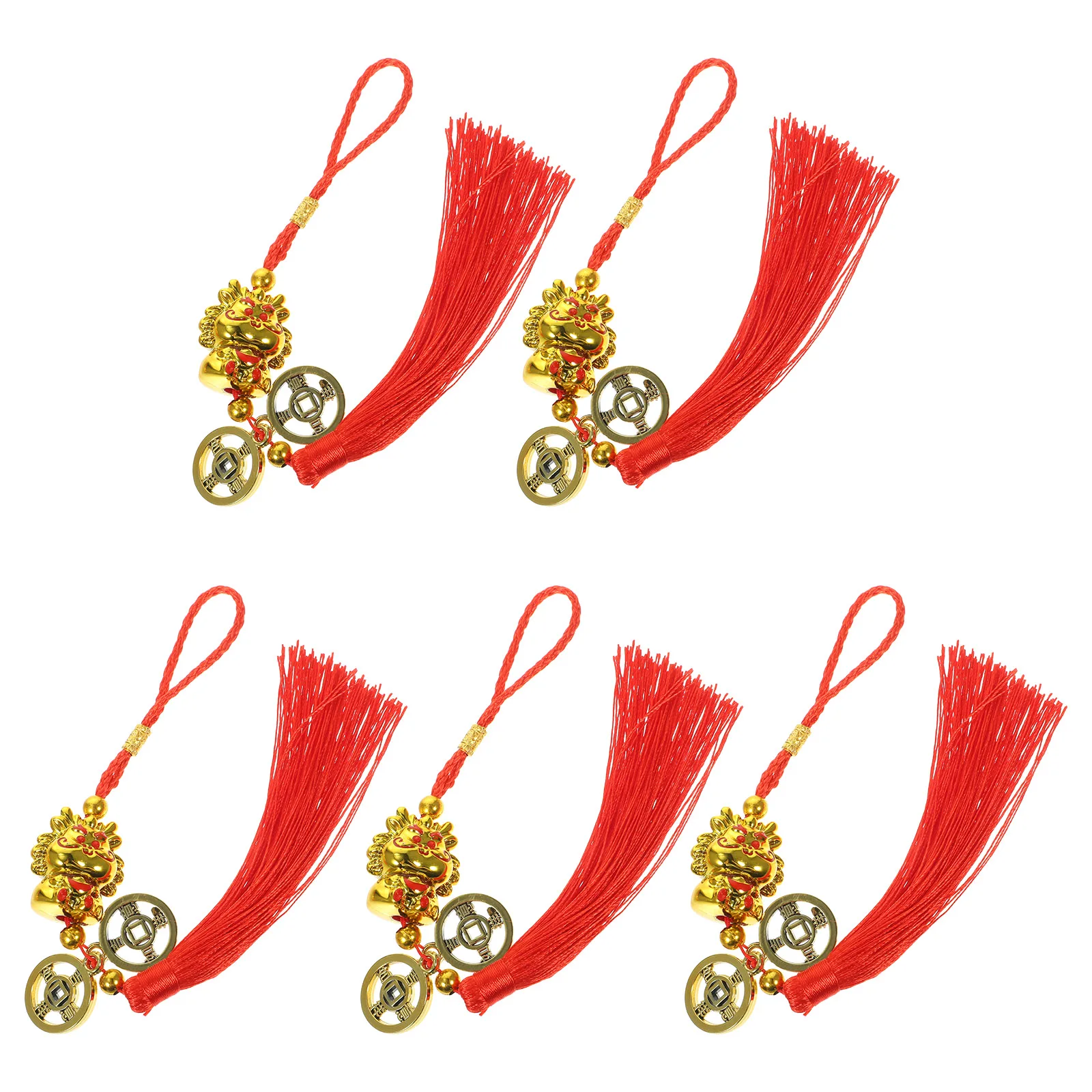 

5 Pcs Chinese Style Ornament New Year Decor Potted Plant Pendants Car Hanging Dragon Spring Festival Bonsai Pendant Home Decor