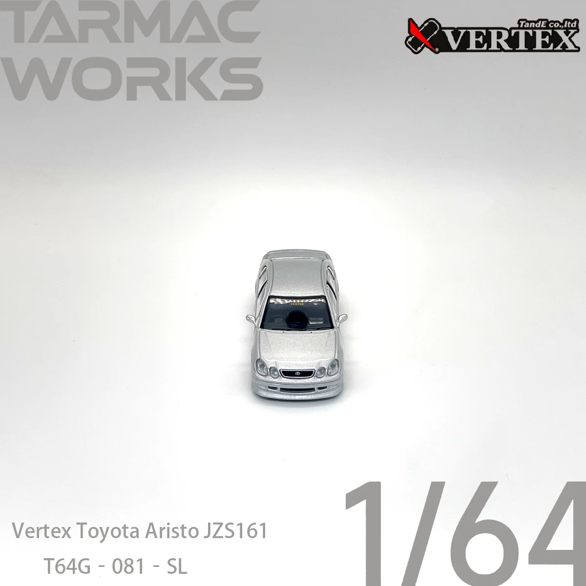 Tarmac Works 1:64 T64G-081-SL VERTEX Toyota Aristo JZS161 Silver Diecast Car Model In Stock Ready To Ship view 6