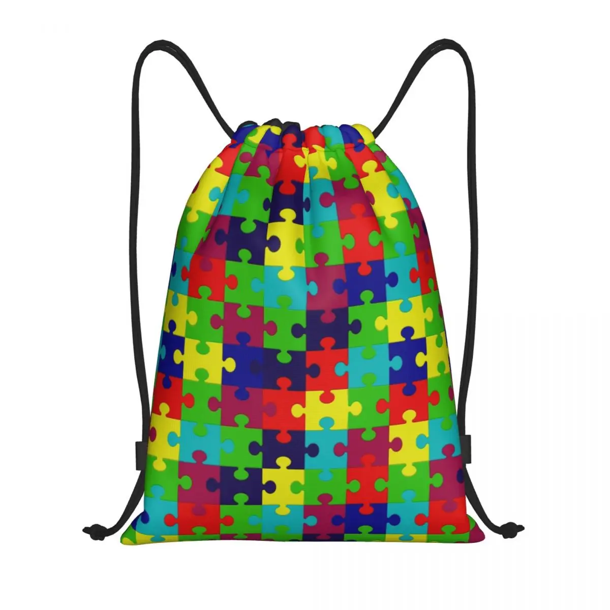 Custom Colorful Jigsaw Puzzles Autism Awareness Drawstring Bag for Training Yoga Backpacks Women Men Sports Gym Sackpack