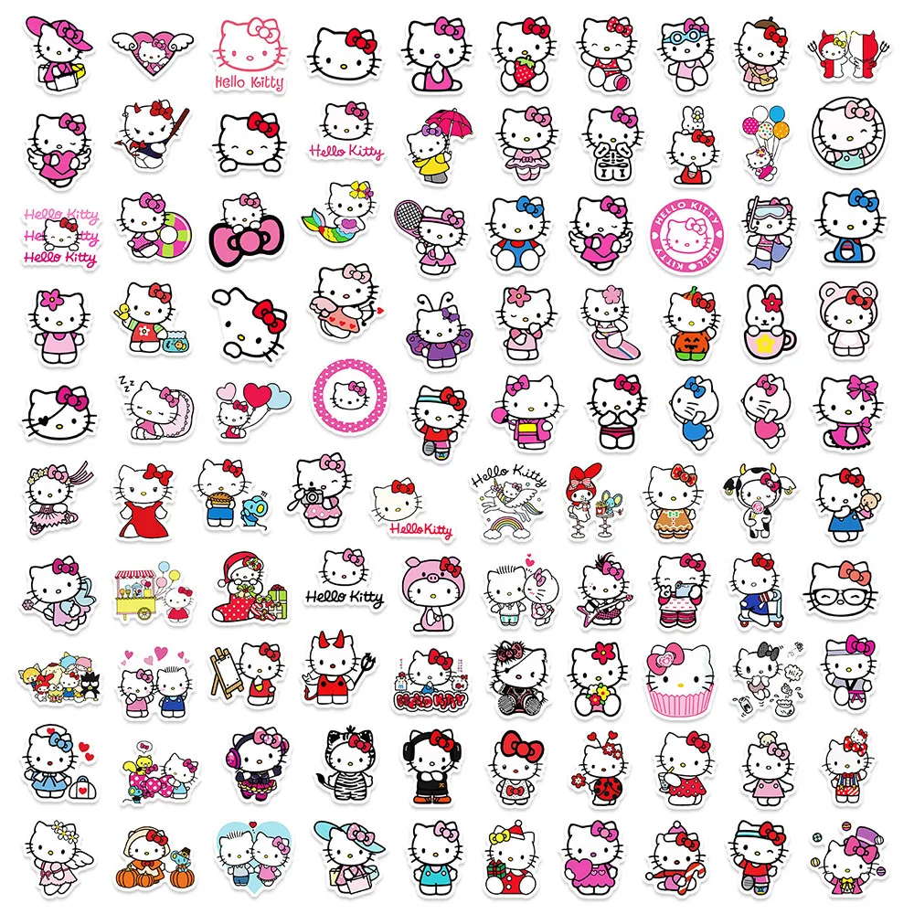 10/30/50/100pcs Cute Sanrio Hello Kitty Stickers Decals Laptop Suitcase DIY Notebook Diary Stationery Wall Sticker for Kids Toys