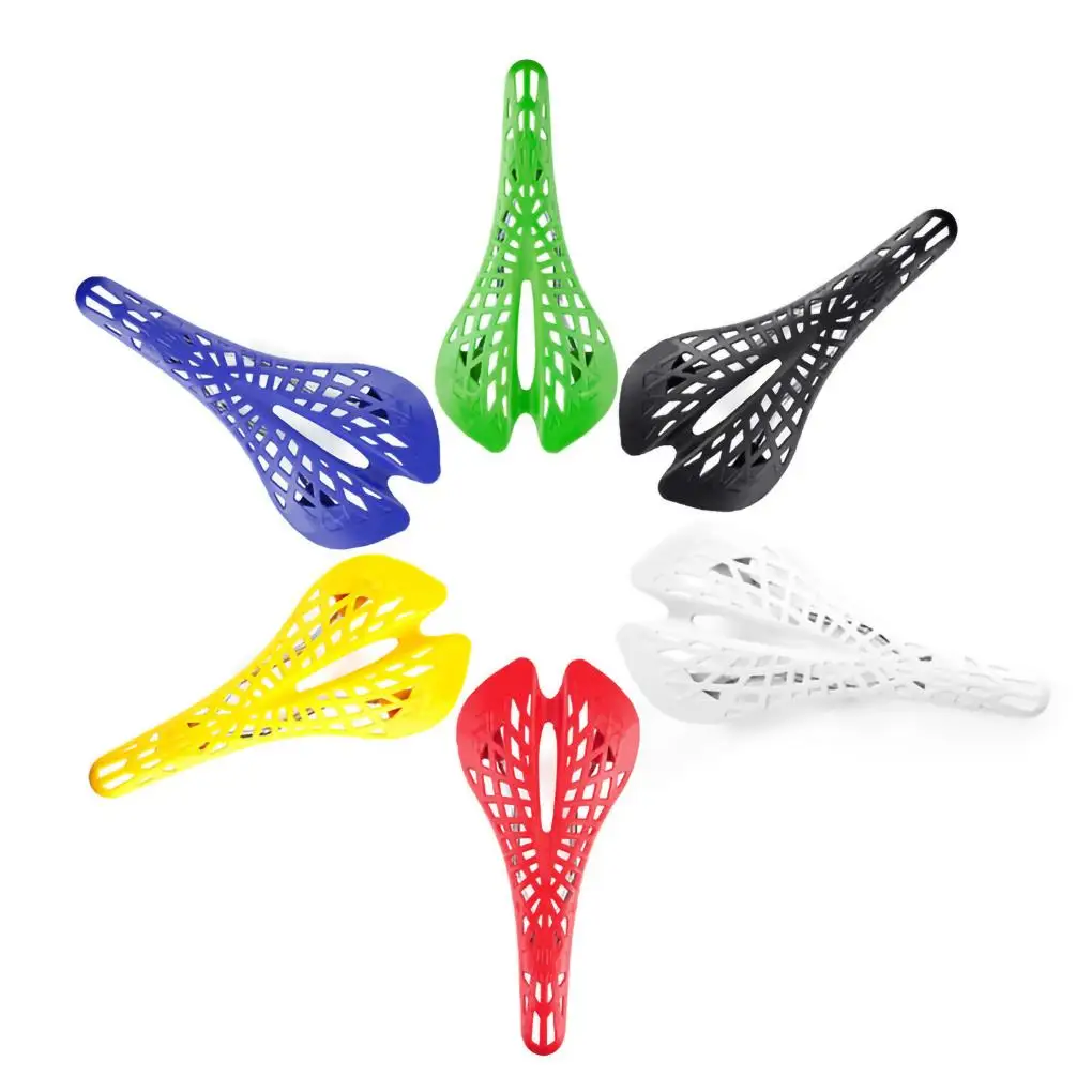 Lightweight Plastic Bicycle Saddle MTB Road Mountain Bike Saddle Seat PVC Cushion Cycling Spider Ergonomic Hollow Saddle Parts