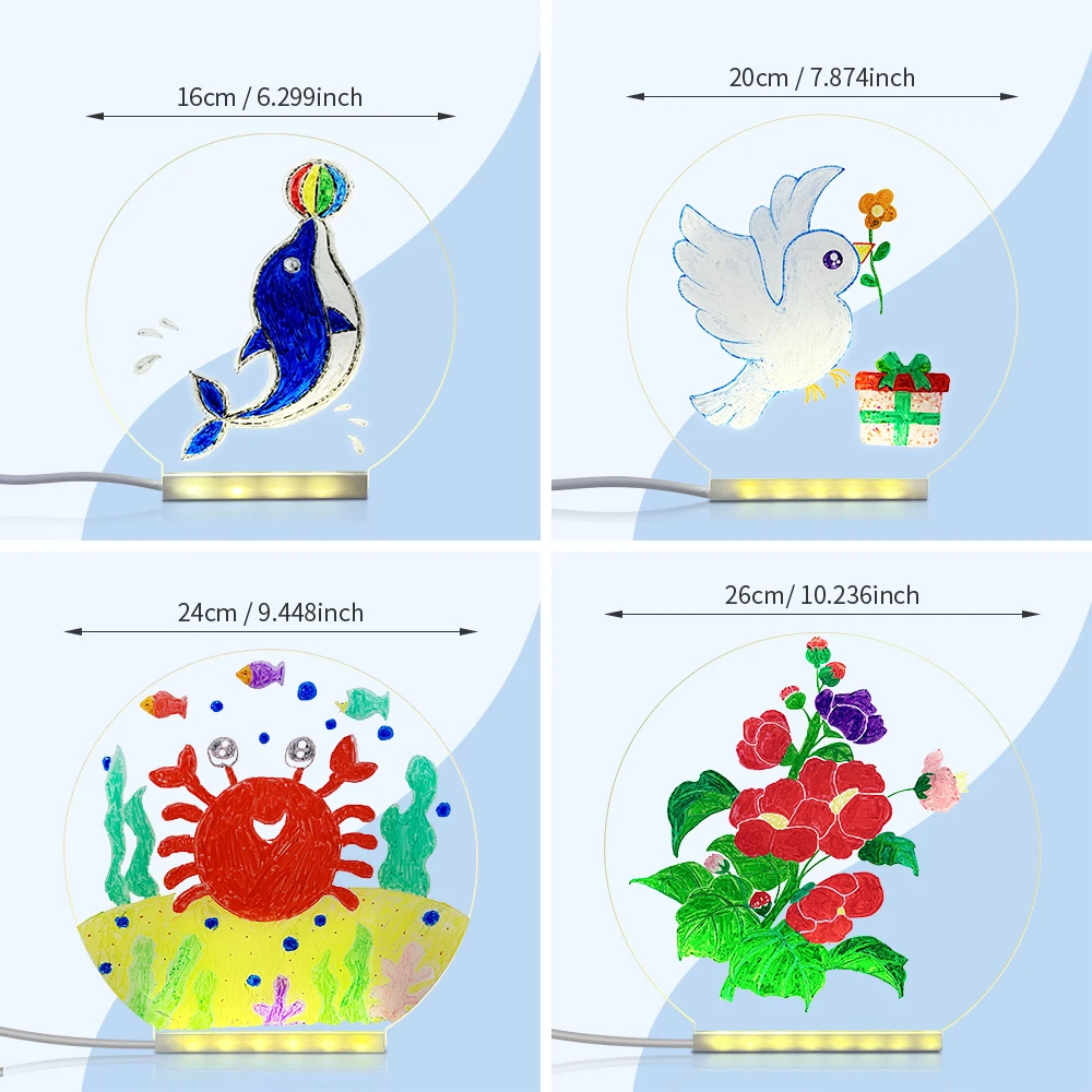 LED Note Board With Night Light Colorful 7 Pens DIY Acrylic Message Board Children‘s Drawing Board For Kids Birthday Gift