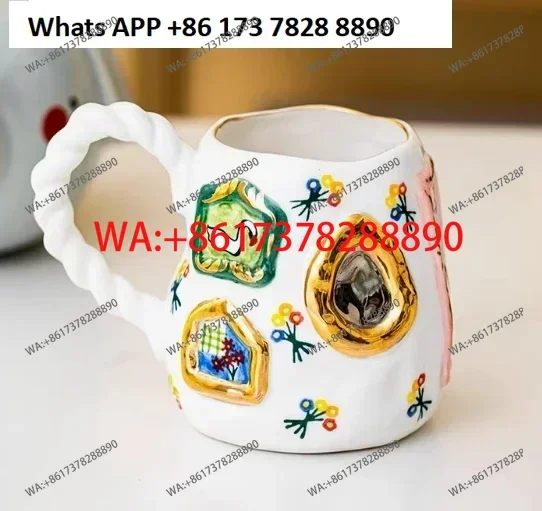 

water cup with hanging painting, ceramic mug, design, coffee mug, water cup, creative personality gift