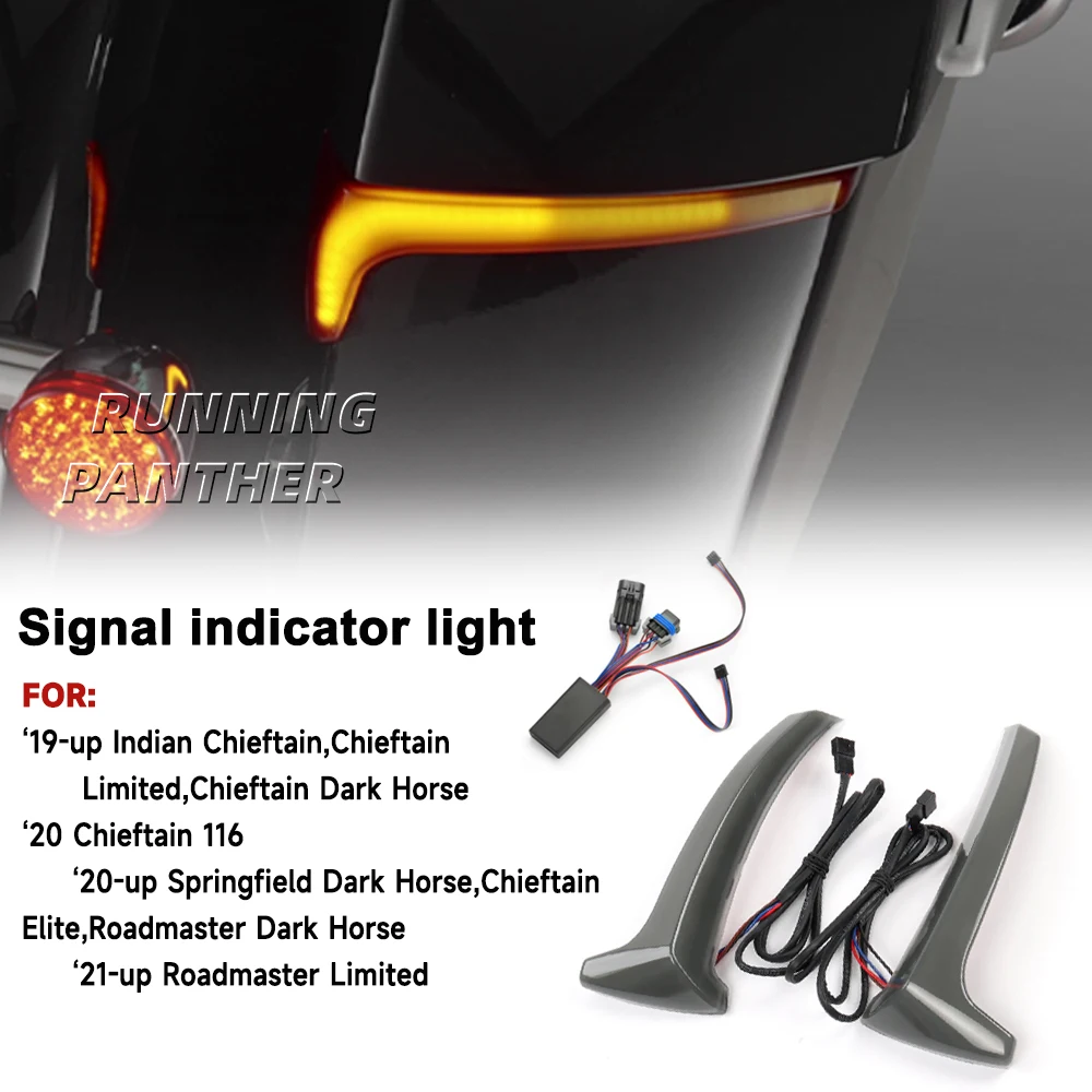 

Turn Signal Light F​or Indian Chieftain Roadmaster Springfield Dark Horse Tracer Rear Saddlebag LED Indicator Run Brake Lights