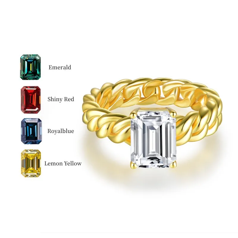 

KEEP YES Italian Style 7*9mm 3ct Emerald Cut Moissanite Ring for Women Garnet Moissanite Eternity Band 925 Silver Fine Jewelry
