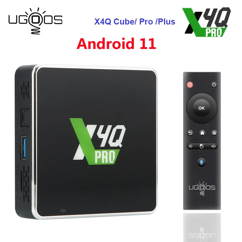 

UGOOS X4Q Pro 4GB 32GB Amlogic S905X4 Android 11 Smart TV Box BT4.0 1000M 4K Media Player Widevine L1 Google Voice Input AV1