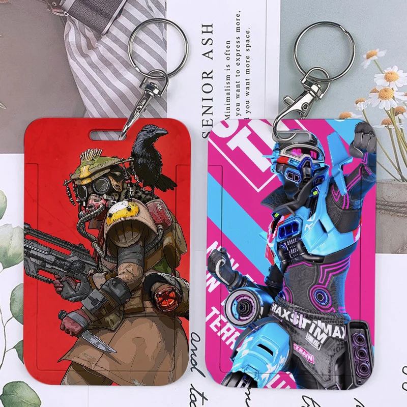 Hot Game Apex Legends Keychain Card Holder BLOODHOUND Nessy Gun Keychains Holders Man Bank Bus ID Credit Cards Key Ring Chains