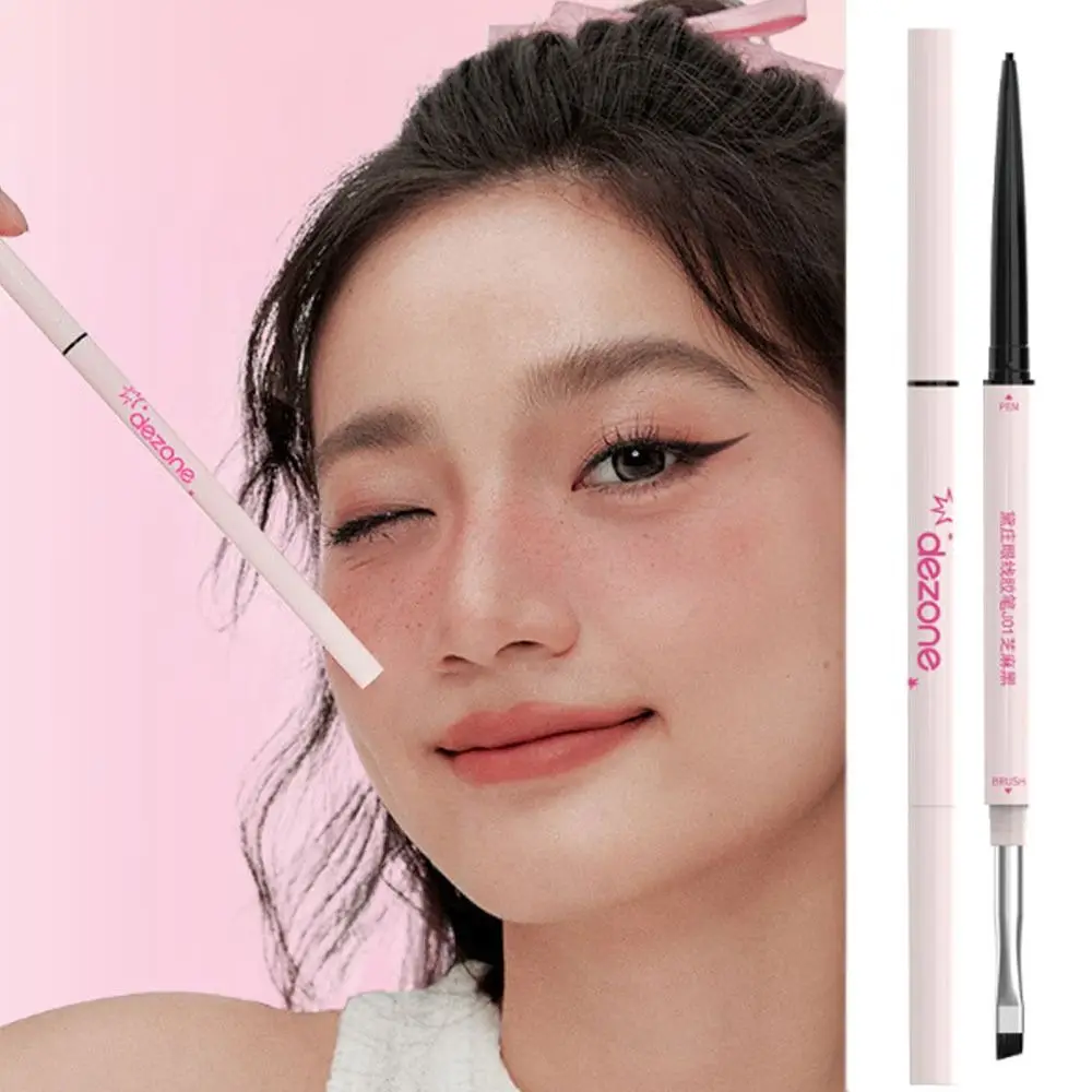 新しいダブルヘッドアイライナーペン防水速乾アイライナーペン長持ちブラックカラーロングウェアリキッドアイライナー