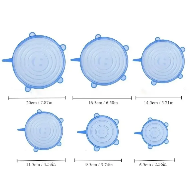 6pcs Reusable Silicone Stretch Lids For Food Bowls - Multifunctional Fruit And Vegetable Fresh-Keeping Cover image 6