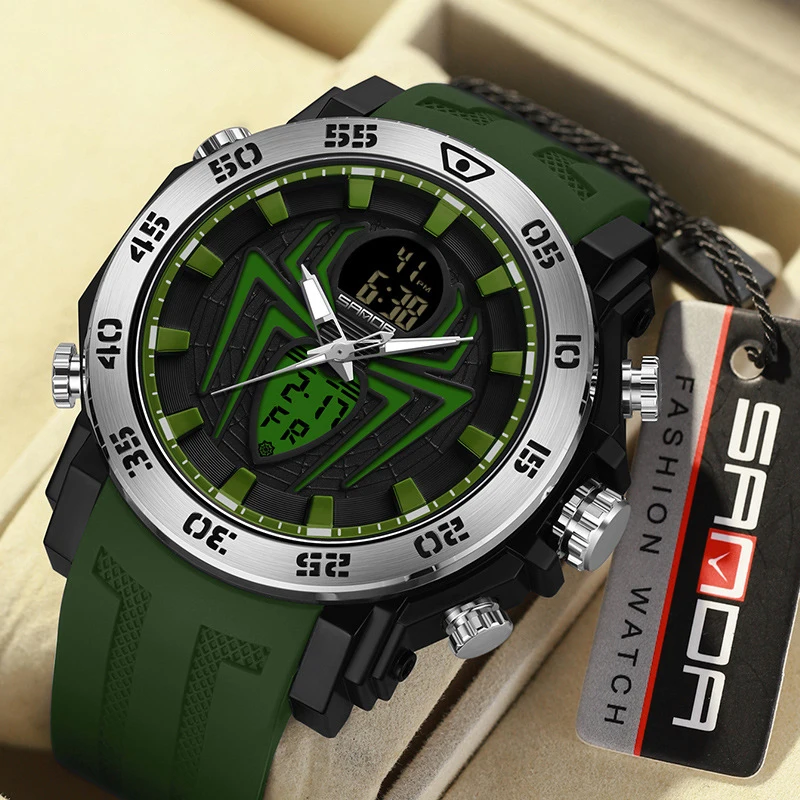 UTHAI CQ349 New Men watch Spider Pattern Night Light Fashion Trend Alarm Clock Quartz Watch Cool Clock Gift，watches for man