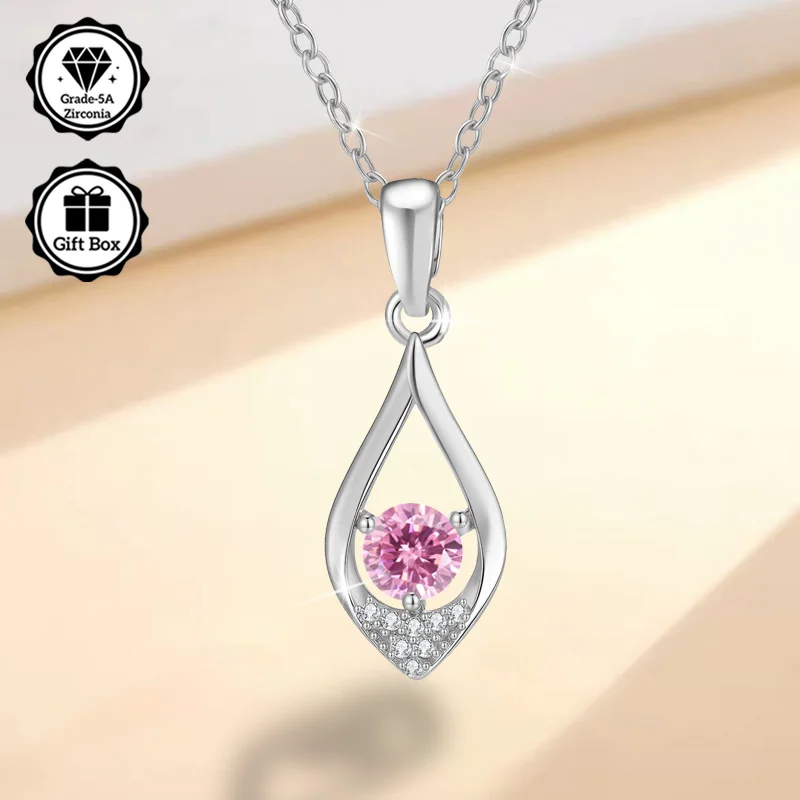 

LAMVOICE jewelry for women/ hypoallergenic necklace Christmas gift for women 0.5 carat zirconia necklace high quality jewelry