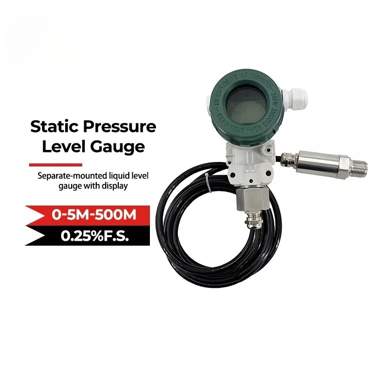 0.5% FS 4-20mA Submersible Level Transmitter with Display Split Type Water Level Sensor for Water Treatment Monitoring