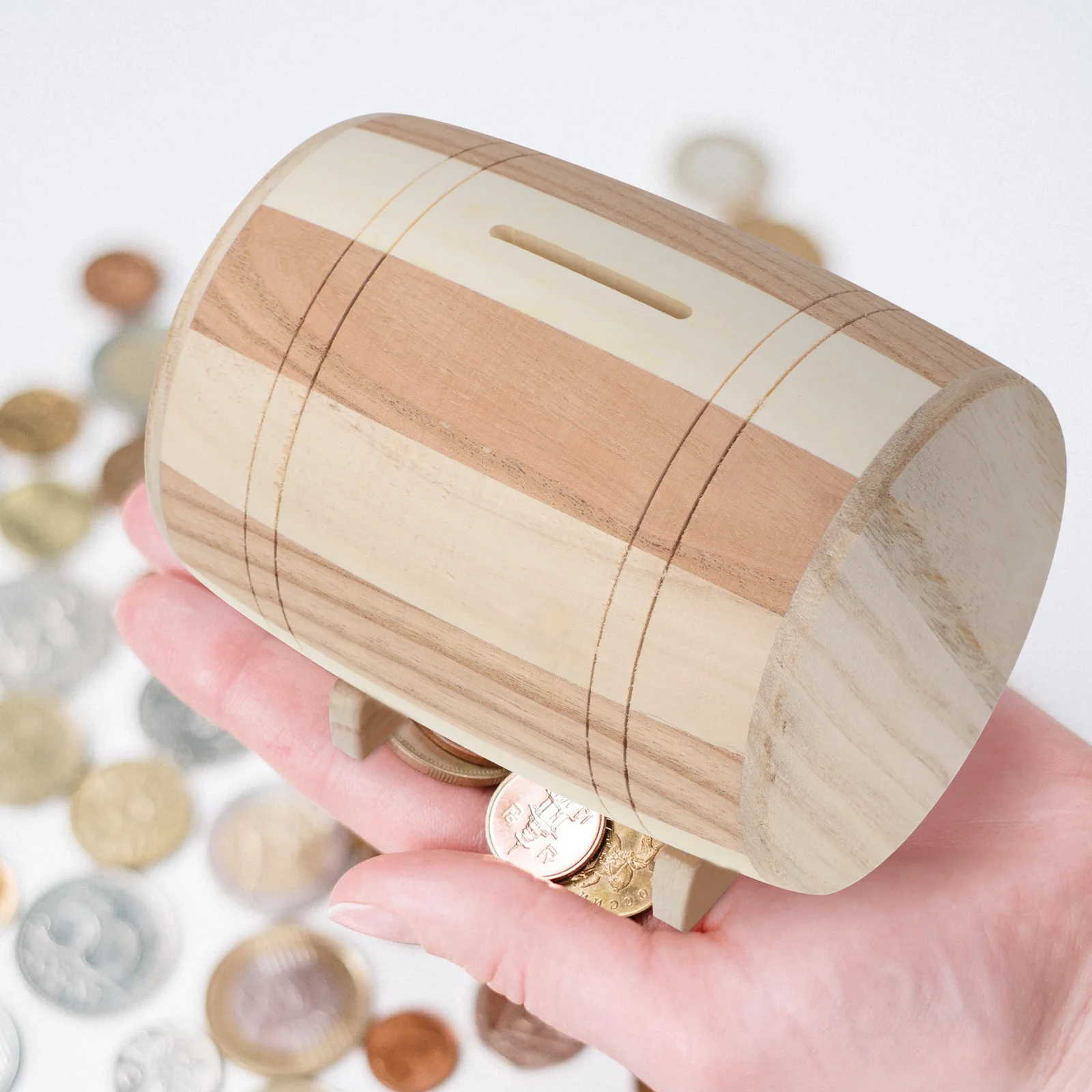 

Wooden Saving Pot High-End Durable Kids Coin Bank Home Decor Coin Storage Box Money Pot Saving Box Desktop Ornament