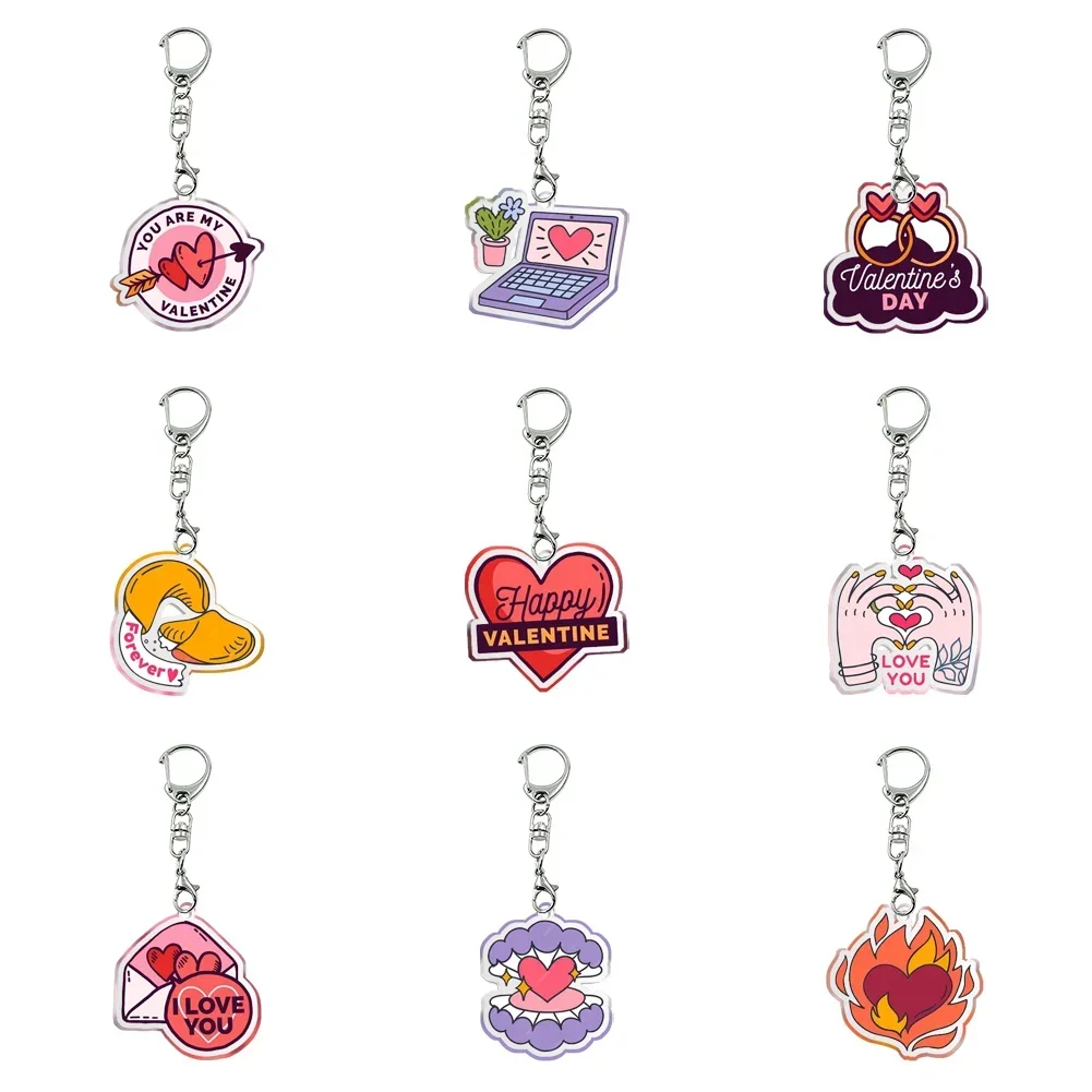 Bag Keychain Women Men Acrylic Valentine Festival Keychain Backpack Transparent Acrylic Trinket For Friends Pendants