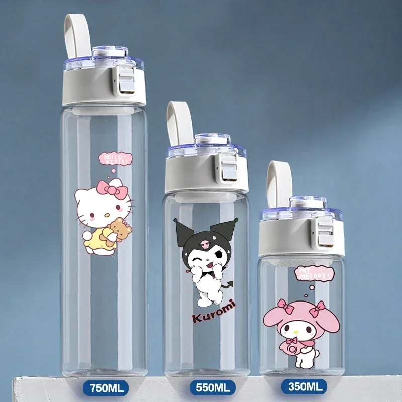 750ML MINISO Sanrio Hello Kitty Kuromi My Melody Cinnamoroll Sports Water Cup Space Cup With Lid Portable Student Water Bottle