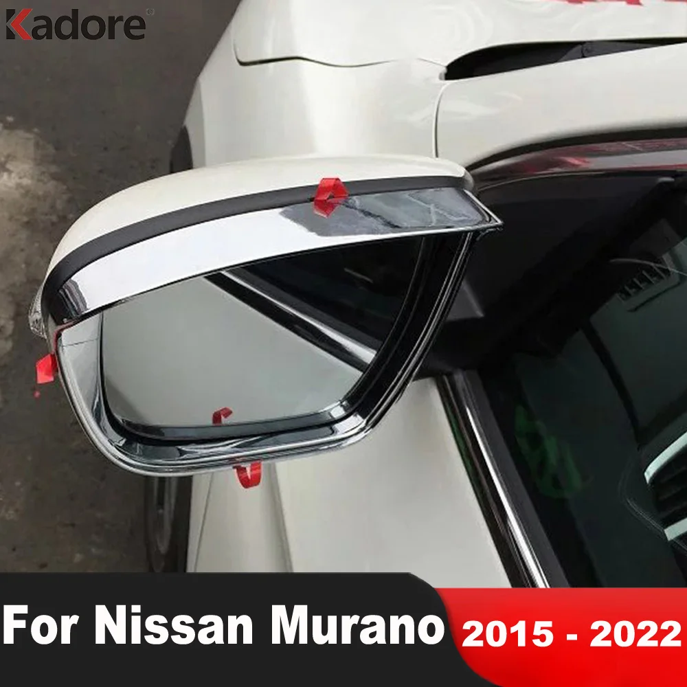 Rearview Mirror Cover Trim For Nissan Murano 2015-2020 2021 2022 Chrome Car Side Mirrors Rain Shield Sun Visor Trims Accessories